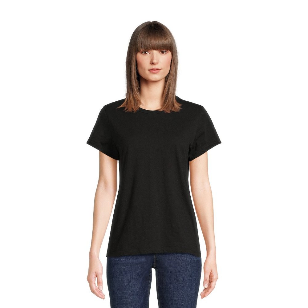Time and Tru Women's Slub Texture Tee with Short Sleeves, Sizes S-XXXL